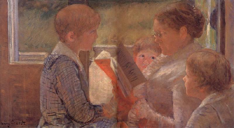 Mary Cassatt Mary readinf for her grandchildren Sweden oil painting art